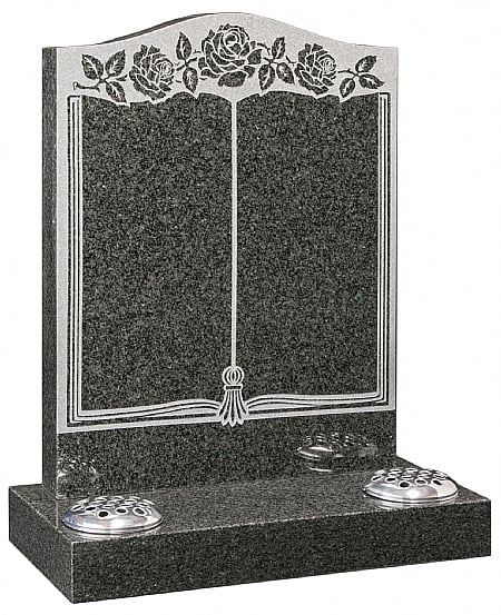 Sandblasted book and roses