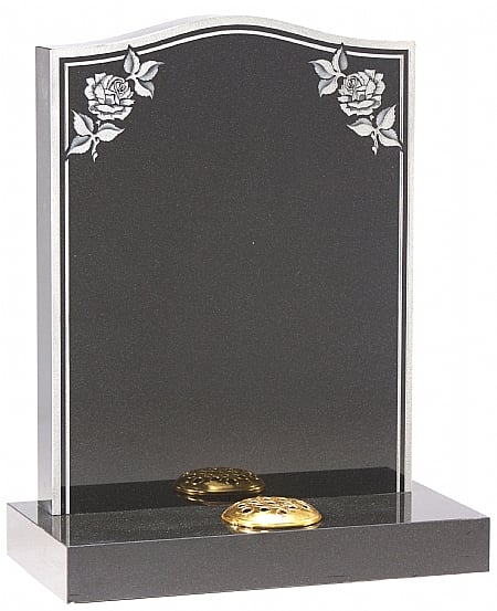 Black Ogee with Shaded Corner Roses, pinline and border