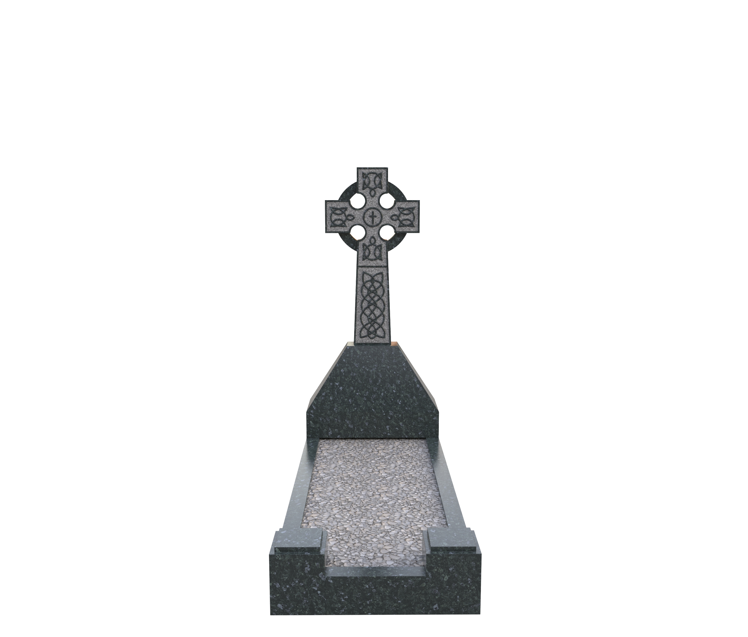 STUNNING CELTIC CROSS ON A BLOCK, STONE CHIPPING INFILL AND BLOCK VASES