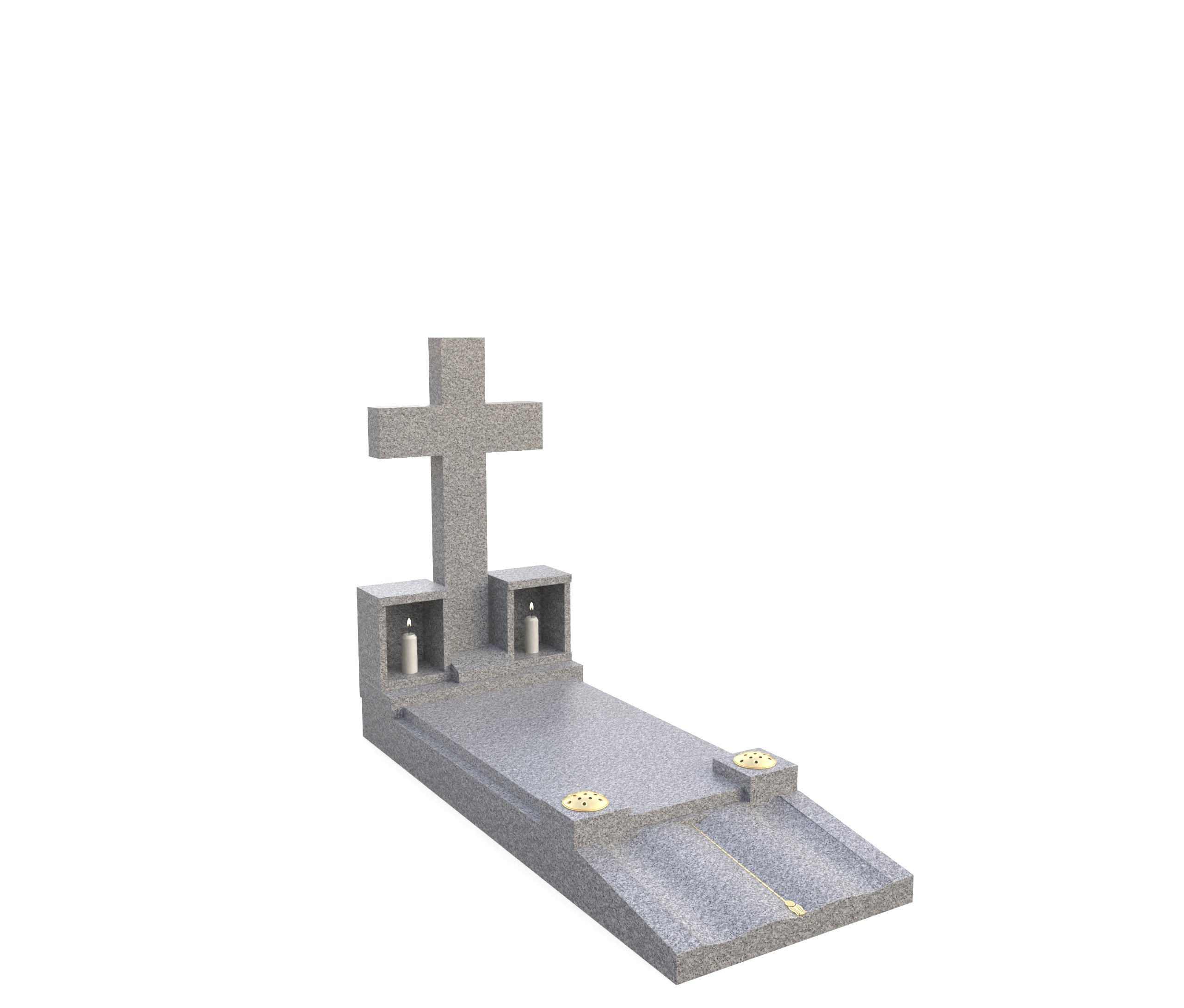 Cross Style memorial with double candle box