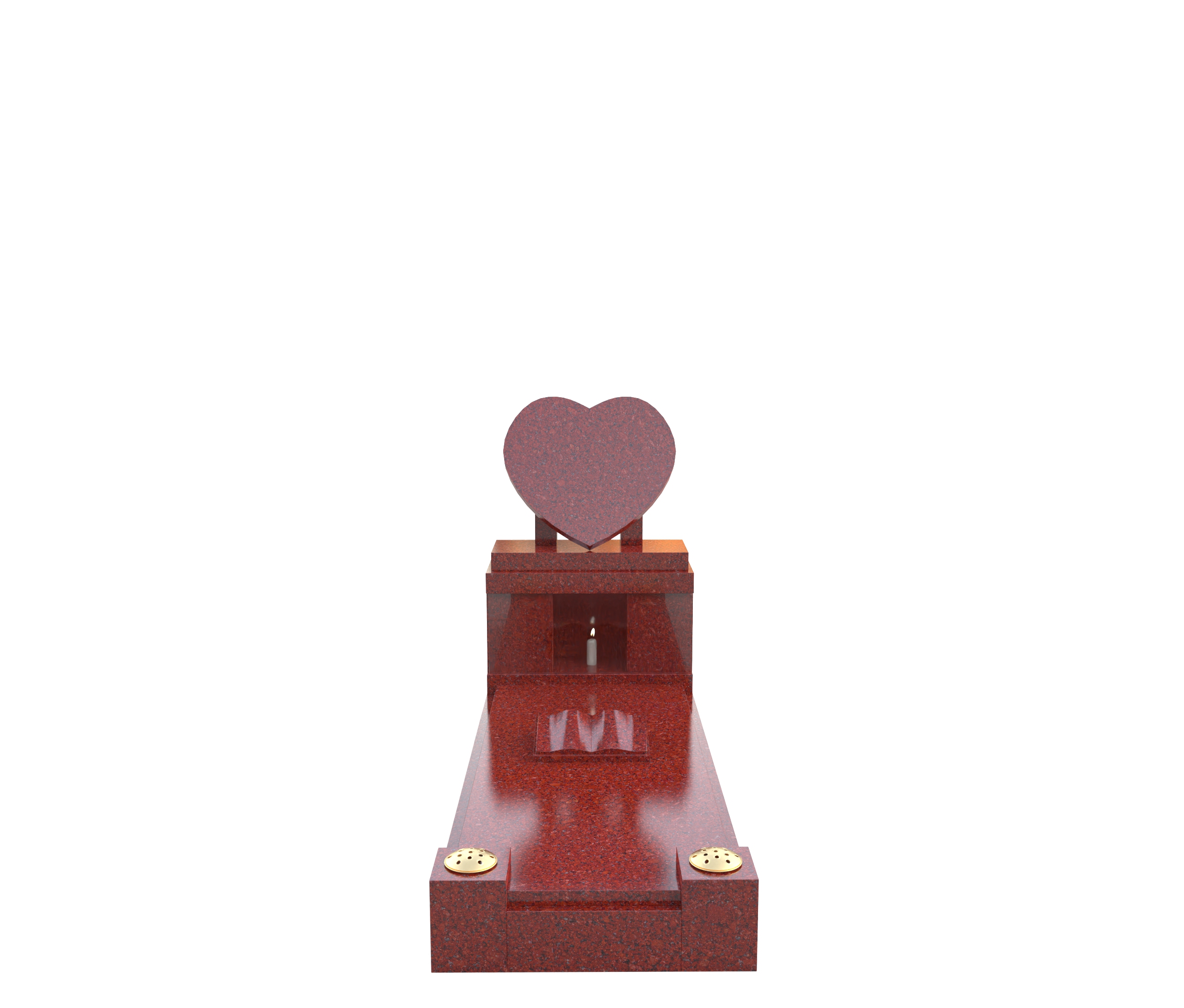 STUNNING HEART SHAPE HEADSTONE SITTING ON TOP OF A CANDLEBOX - ALSO WITH COVERSLAB AND CARVED BOOK