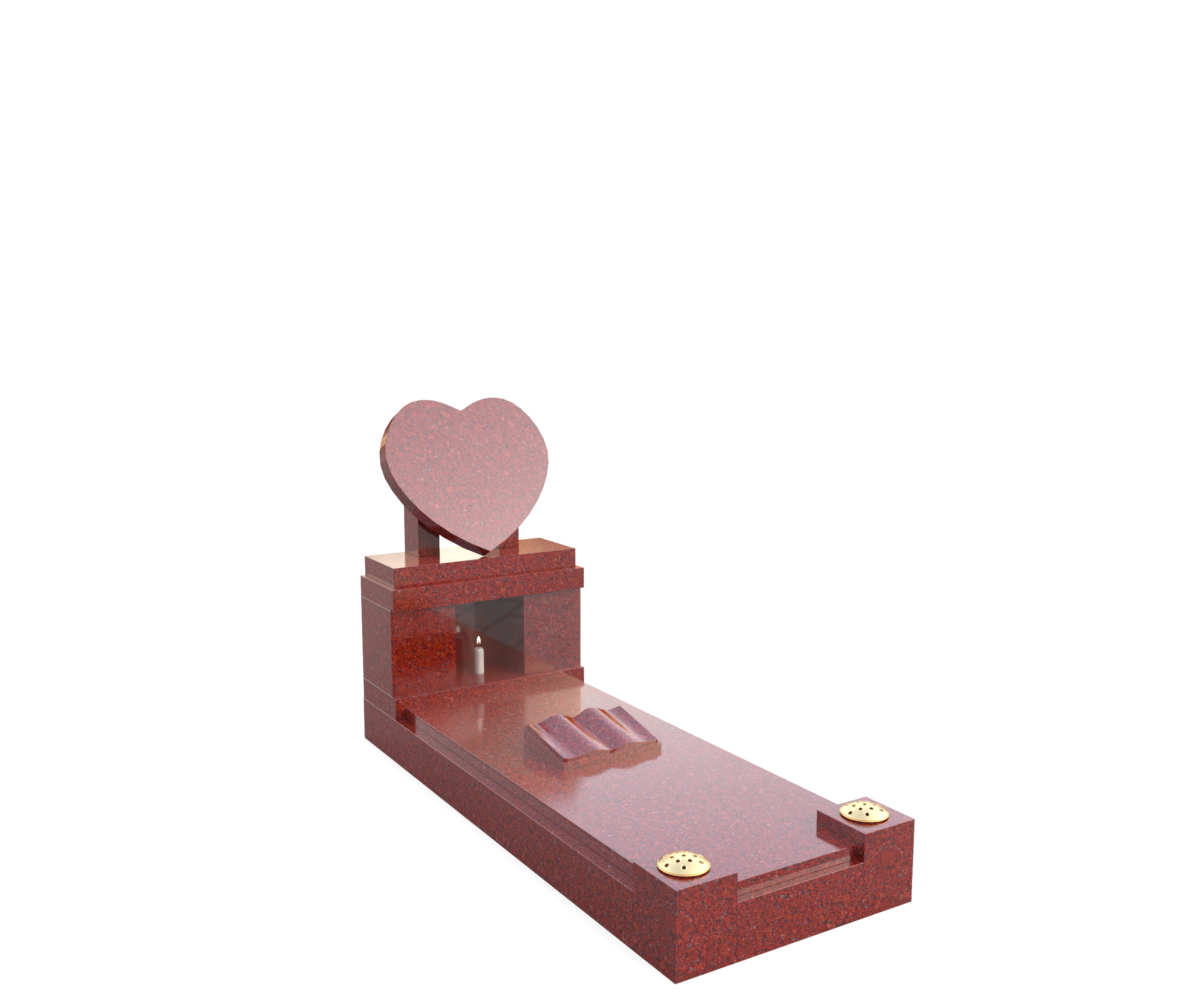 STUNNING HEART SHAPE HEADSTONE SITTING ON TOP OF A CANDLEBOX - ALSO WITH COVERSLAB AND CARVED BOOK