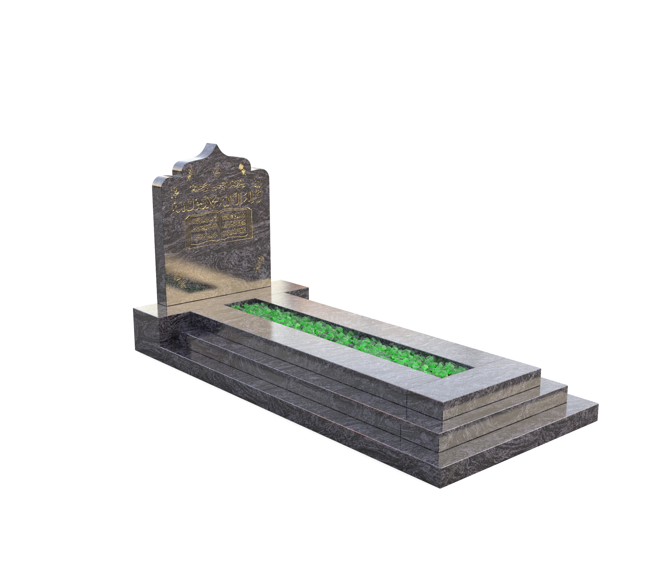 ELEGANT 3 TEAR KERBSET FINISHED WITH GREEN CHIPPING